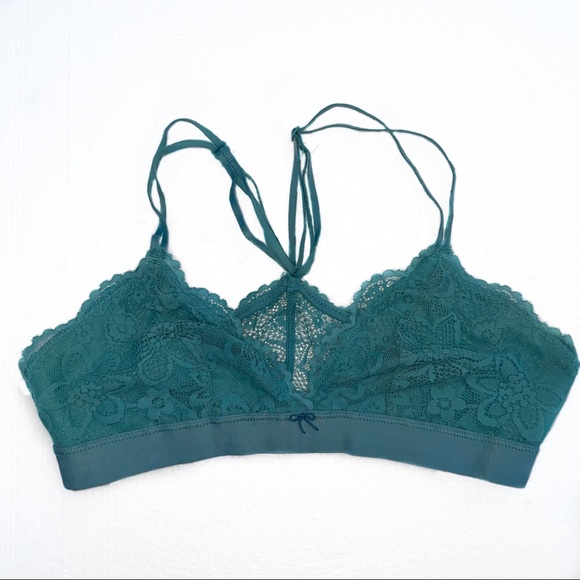 Aerie Lace Racerback Bralette, Green Medium - Picture 1 of 7